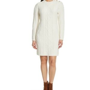 nine west fit & flare sweater dress Mixed Media Fit and Flare Sweater Dress – English Factory main image 1